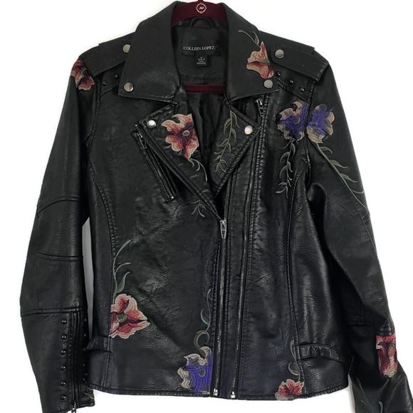 Colleen Lopez Jackets & Blazers - Colleen Lopex faux leather embroidered jacket
